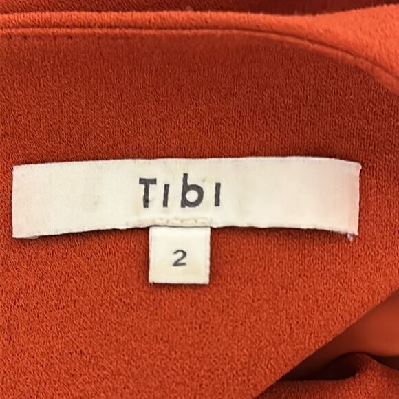 Tibi women’s paprika color button sleeves crepe shift mini dress size 2 - Picture 7 of 11